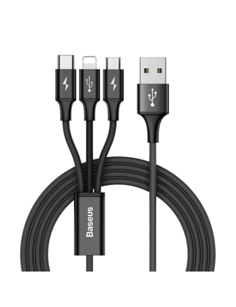Baseus CAMLT-SU01 Cavo USB 3 in 1 USB Type-C Lightning micro USB 3A 1,2 metri