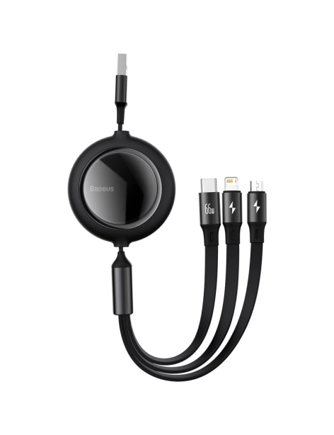 Baseus CAMLC-MJ01 Cavo USB Retrattile 3 in 1 USB Type-C Lightning micro USB 66W 1,2 metri