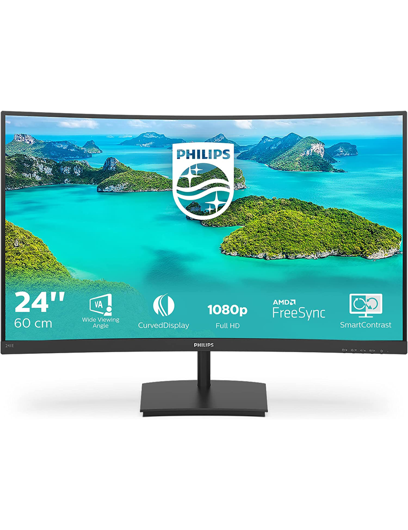 Monitor 24" Curvo Philips 241E1SCLED Full HD 16:9 VA HDMI VGA 75 Hz Vesa