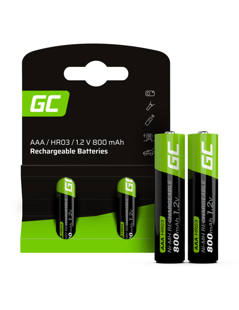 2 Batterie AAA Ministilo Ricaricabili Green Cell 800 mAh 1.2V GR08