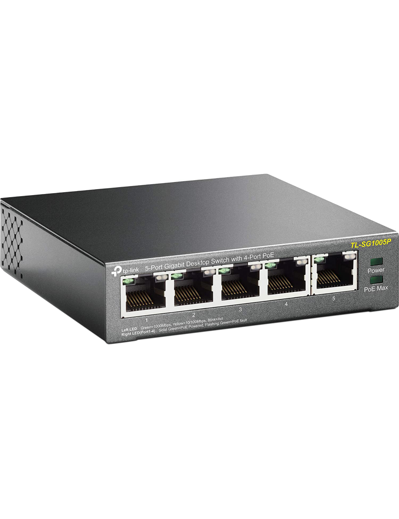 Switch Ethernet 5 Porte RJ45 10/100/1000 Mbps (4 Porte PoE+) TP-Link TL-SG1005P