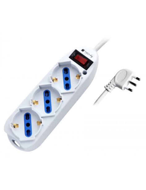 Techly IUPS-PCP-3SP10 Ciabatta Elettrica Multipresa 3 Prese