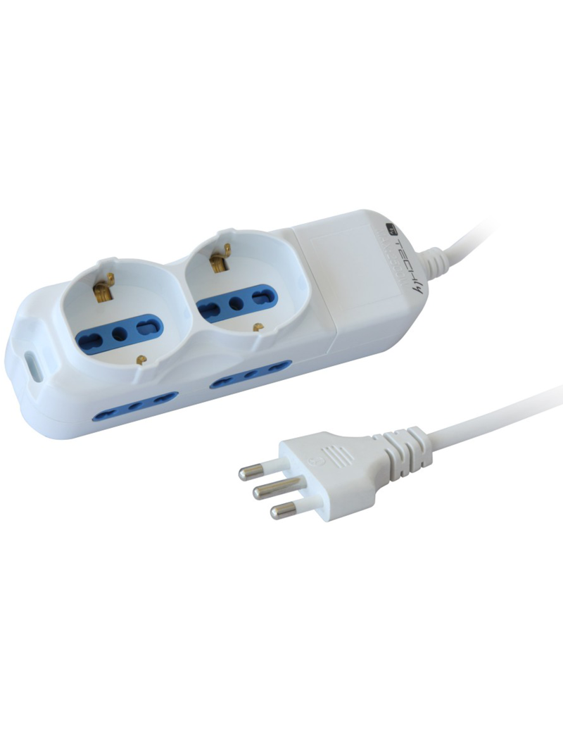 Techly IUPS-PCP-4I2S Ciabatta Elettrica Multipresa 4 Prese
