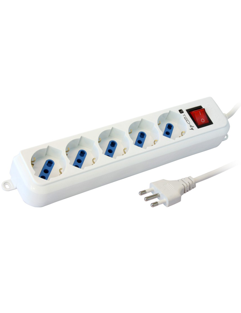 Techly IUPS-PCP-LC Ciabatta Elettrica Multipresa 5 Prese