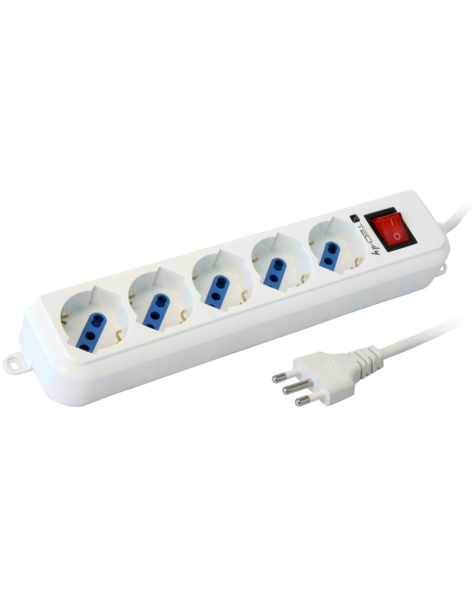 Techly IUPS-PCP-LC Ciabatta Elettrica Multipresa 5 Prese
