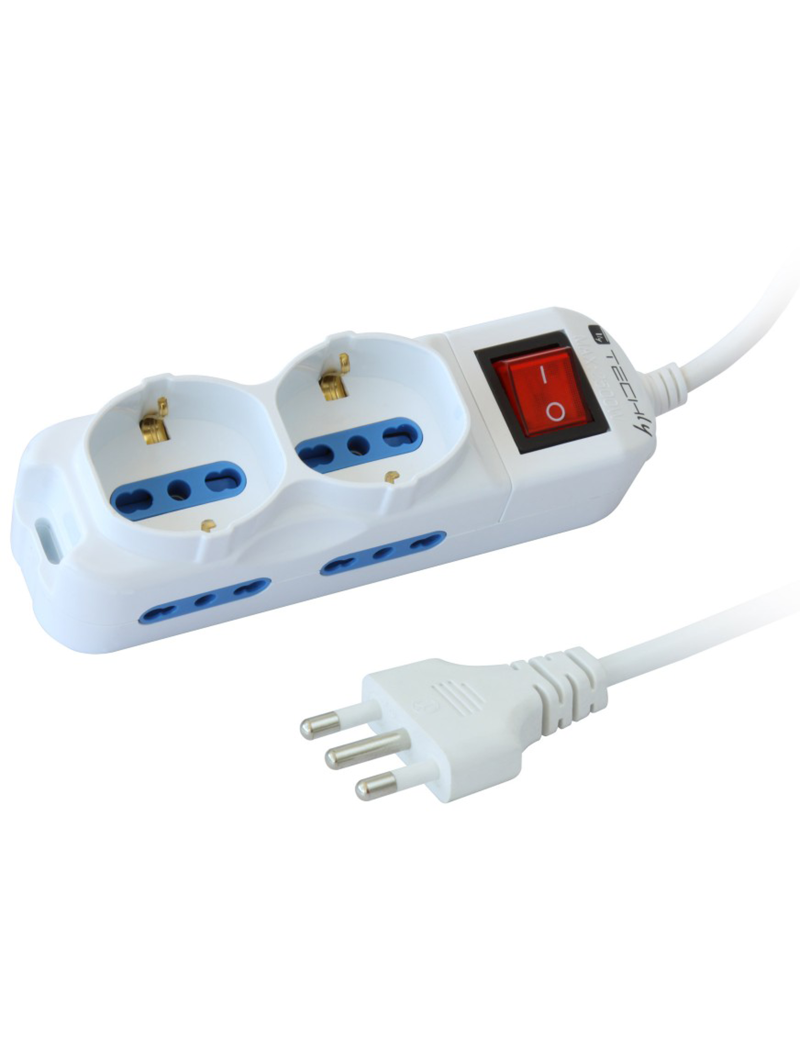 Techly IUPS-PCP-4I2S-INT Ciabatta Elettrica Multipresa 4 Prese