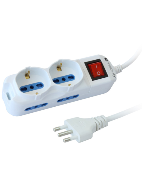 Techly IUPS-PCP-4I2S-INT Ciabatta Elettrica Multipresa 4 Prese