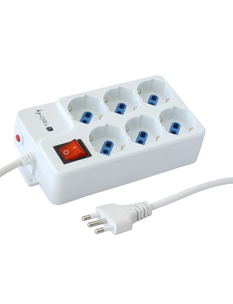 Techly IUPS-PCP-44A Ciabatta Elettrica Multipresa 6 Prese