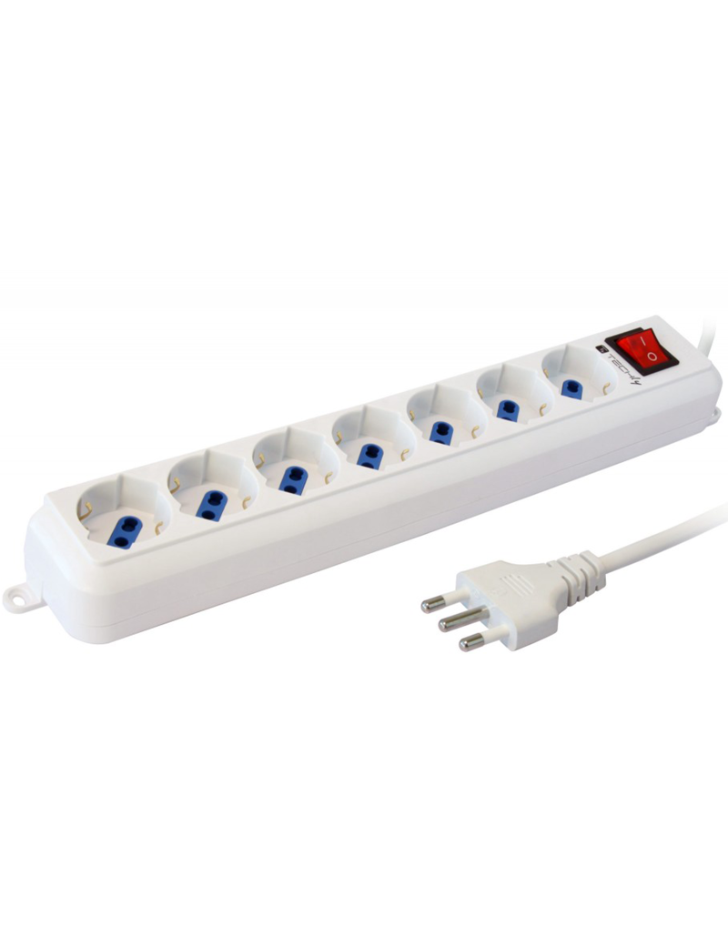 Techly IUPS-PCP-7L Ciabatta Elettrica Multipresa 7 Prese