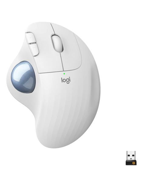 Mouse Wireless Logitech ERGO M575 Mouse Trackball Ergonomico Bianco
