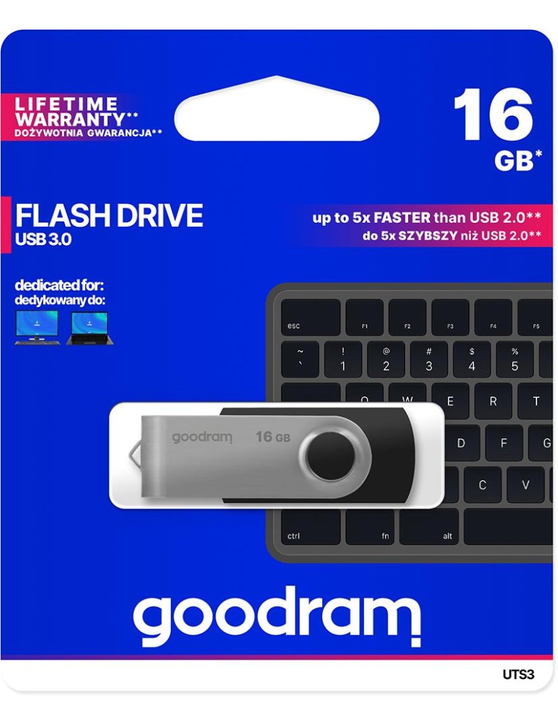 Pendrive GoodRAM 16GB UTS3 BLACK USB 3.0 - retail blister