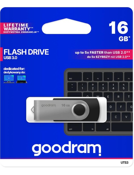 Pendrive GoodRAM 16GB UTS3 BLACK USB 3.0 - retail blister