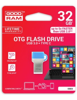 GoodRAM 32GB USB 3.0 + type C DUALDRIVE con cappuccio blu