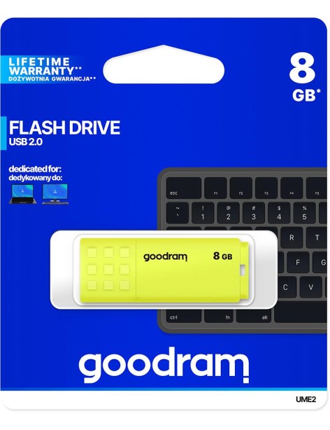 Pendrive GoodRAM 8GB UME2 yellow USB 2.0 - retail blister