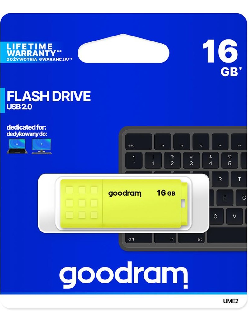 Pendrive GoodRAM 16GB UME2 yellow USB 2.0 - retail blister