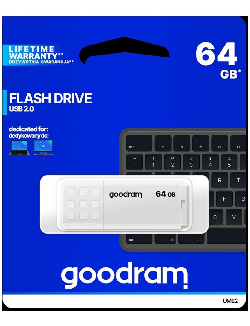 Pendrive GoodRAM 64GB UME2 white USB 2.0 - retail blister