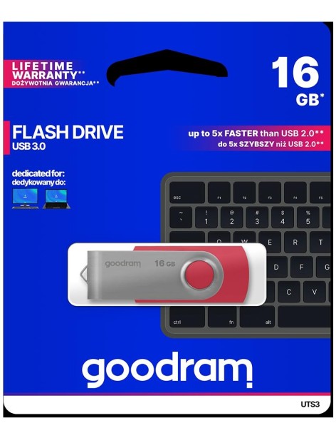 Pendrive GoodRAM 16GB UTS3 RED USB 3.0 - retail blister
