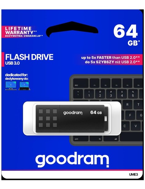 Pendrive GoodRAM 64GB BLACK USB 3.0 - retail blister