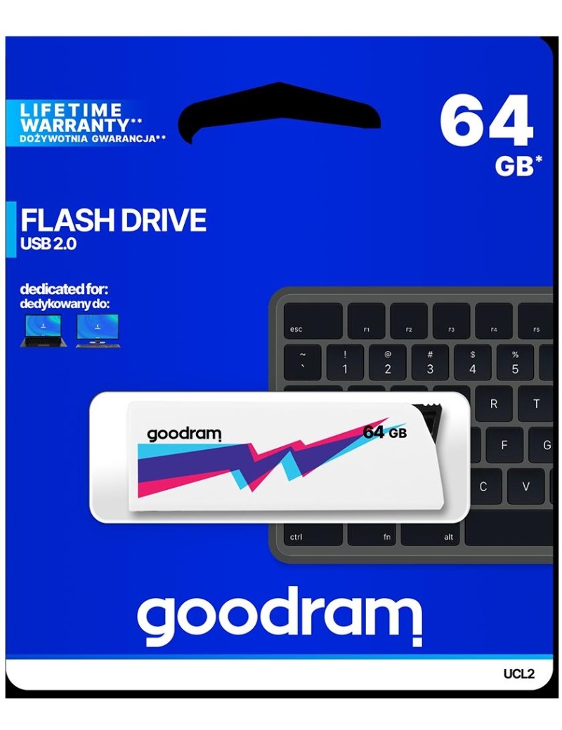 Pendrive GoodRAM 64GB UCL2 WHITE USB 2.0 - retail blister