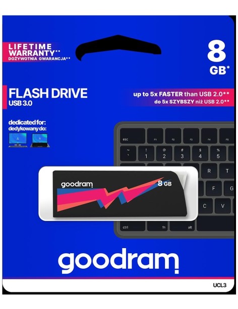 Pendrive GoodRAM 8GB UCL2 BLACK USB 3.0 - retail blister