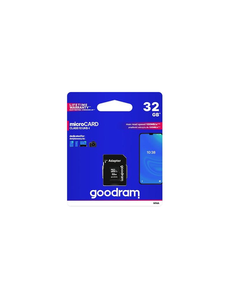 microSD 32GB CARD class 10 UHS I + adapter - retail blister
