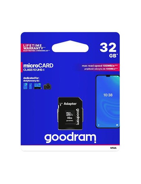 microSD 32GB CARD class 10 UHS I + adapter - retail blister