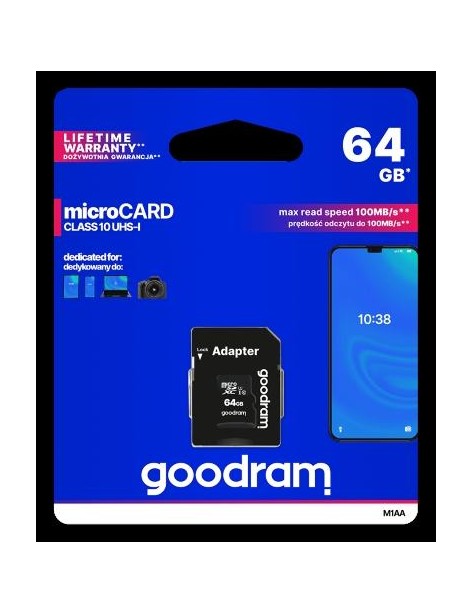microSD GoodRAM 64GB class 10 UHS I + adpter, ret. blister