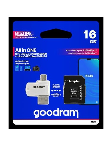microSD 16GB CARD class 10 + adpter + card reader - blister