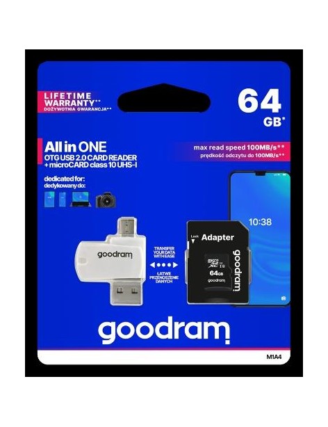 microSD 64GB CARD class 10 + adpter + card reader - blister