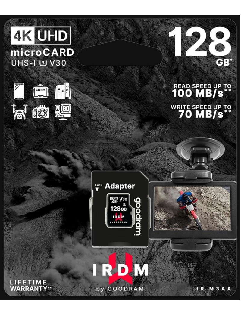 microSD 128GB CARD UHS I U3 + adapter - retail bliste