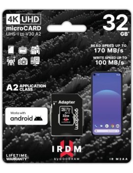 microSD IRDM by GOODRAM 32GB UHS I U3 A2 + adapter