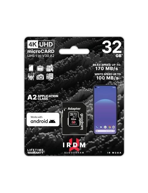 microSD IRDM by GOODRAM 32GB UHS I U3 A2 + adapter