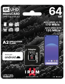 microSD IRDM by GOODRAM 64GB UHS I U3 A2 + adapter
