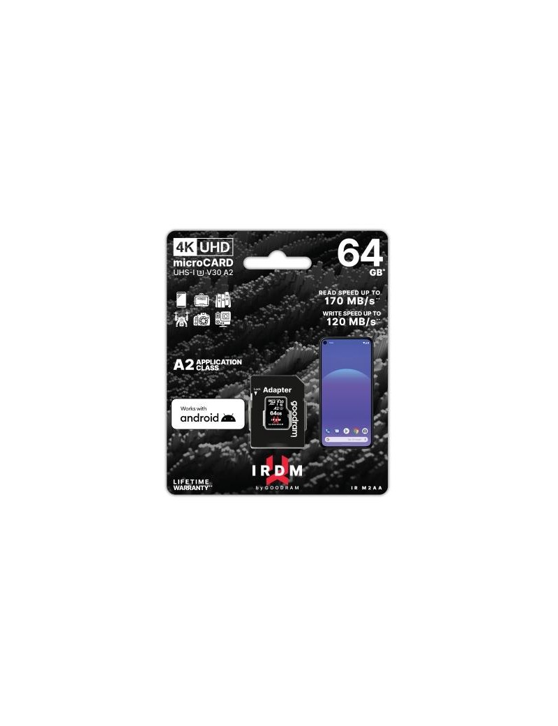 microSD IRDM by GOODRAM 64GB UHS I U3 A2 + adapter
