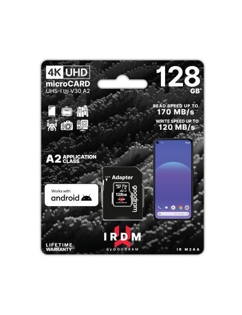 microSD IRDM by GOODRAM 128GB UHS I U3 A2 + adapter