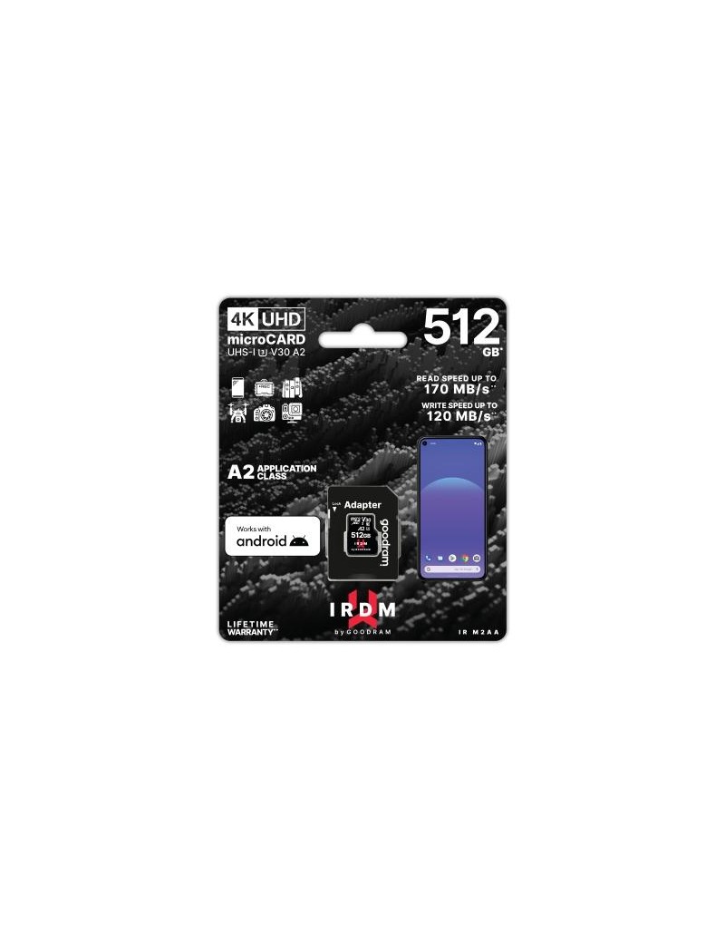 microSD IRDM by GOODRAM 512GB UHS I U3 A2 + adapter