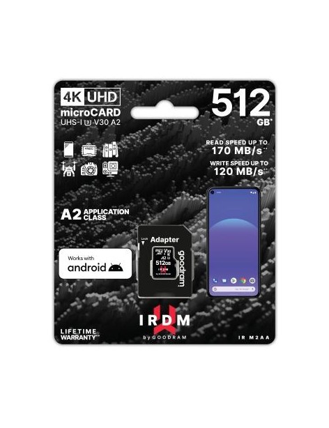 microSD IRDM by GOODRAM 512GB UHS I U3 A2 + adapter