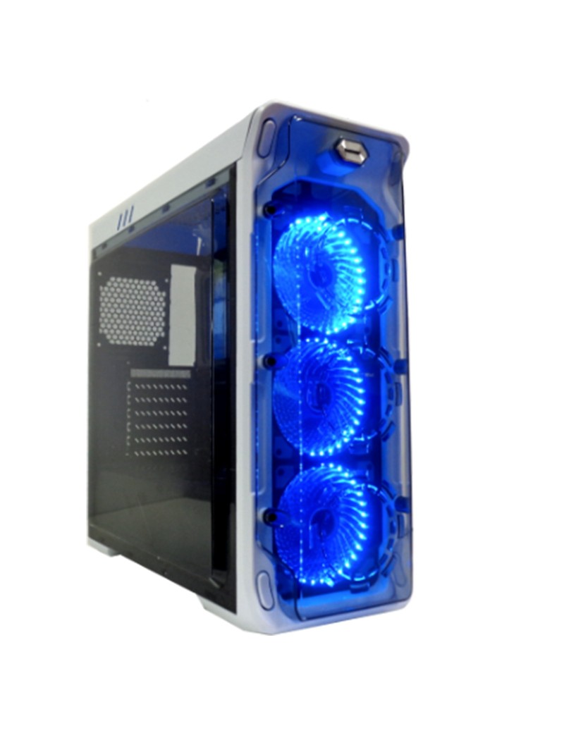 Case ATX Gaming Alantik GHOSBB Bianco 3 Ventole LED Blu