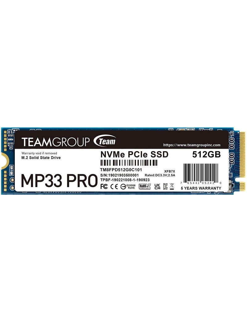Team Group SSD 512GB MP33 PRO M.2 NVMe PCIe Gen 3.0