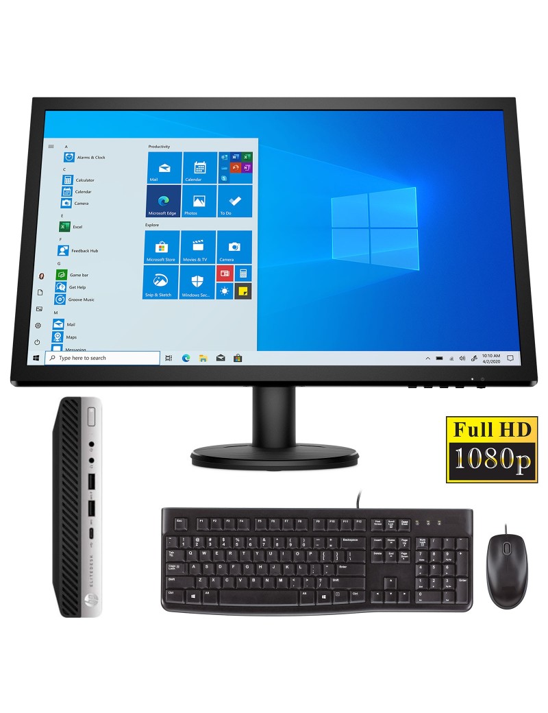 Postazione Completa PC Ricondizionato HP 800 G4 Mini i5 16/240 Windows 10 Pro + Monitor 24" Full HD + Tastiera e Mouse USB
