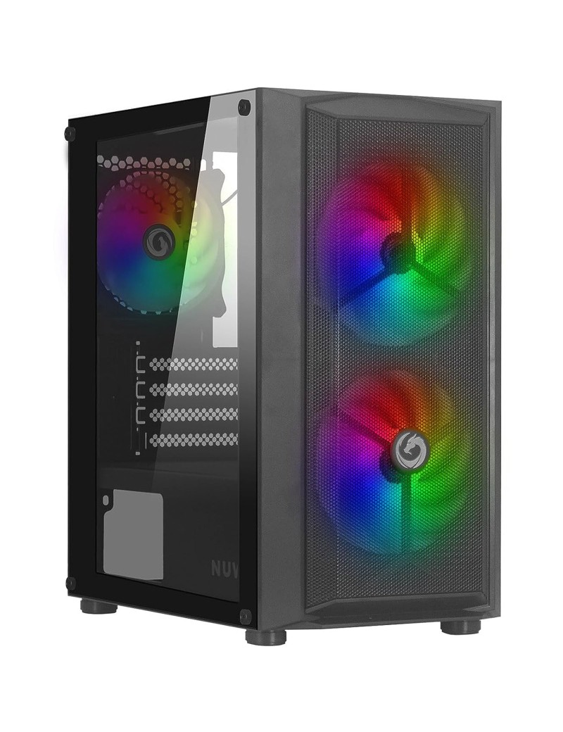 Nuwo Blitz R26 Case Micro-ATX Nero 3 Ventole RGB Rainbow