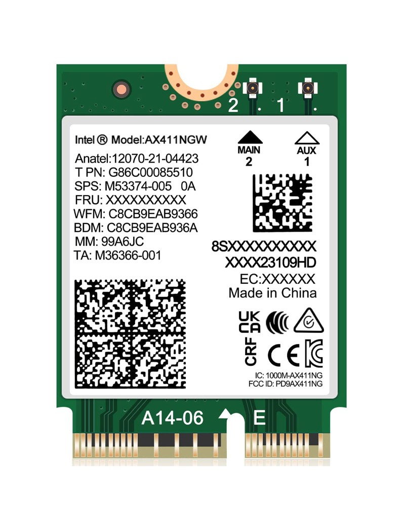 Intel AX1690i Scheda M.2 Adattatore di Rete Wireless Wi-Fi 6E Bluetooth (per notebook)