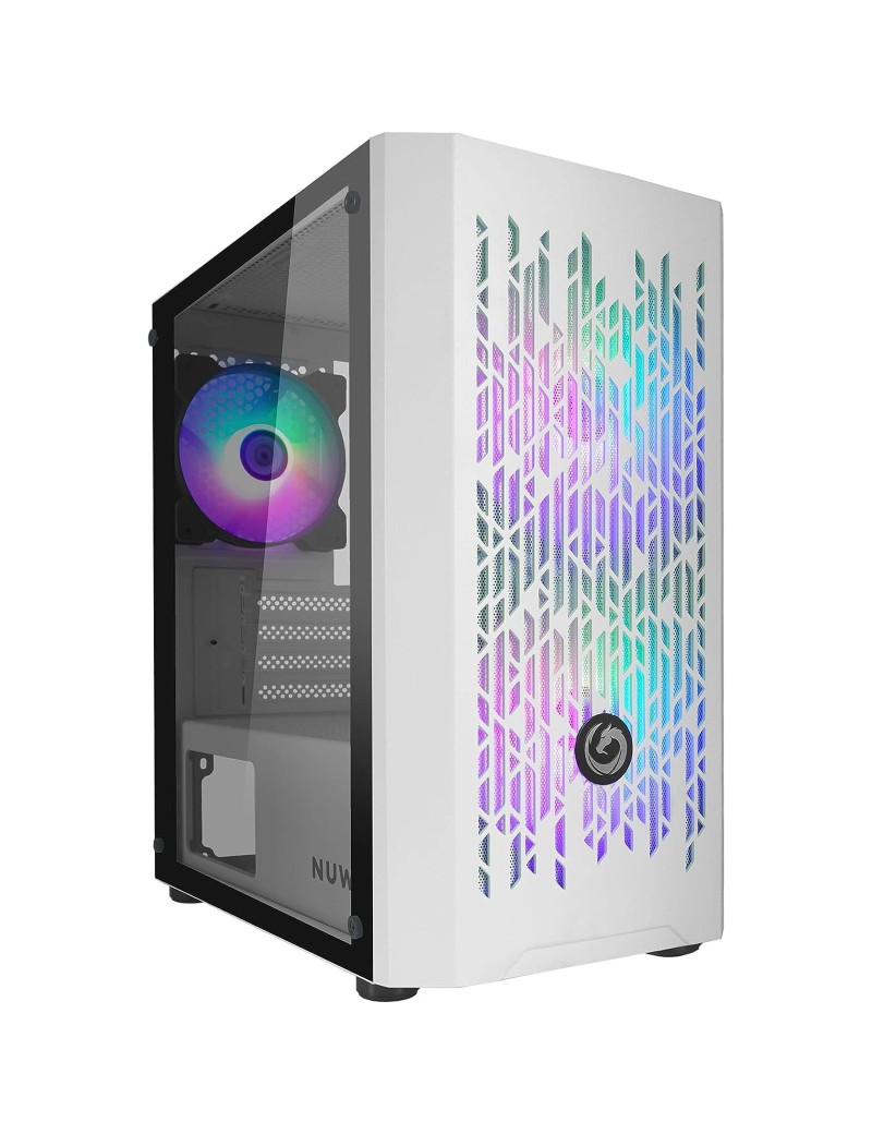 Nuwo Blitz R25 Case Micro-ATX Bianco 3 Ventole RGB Rainbow