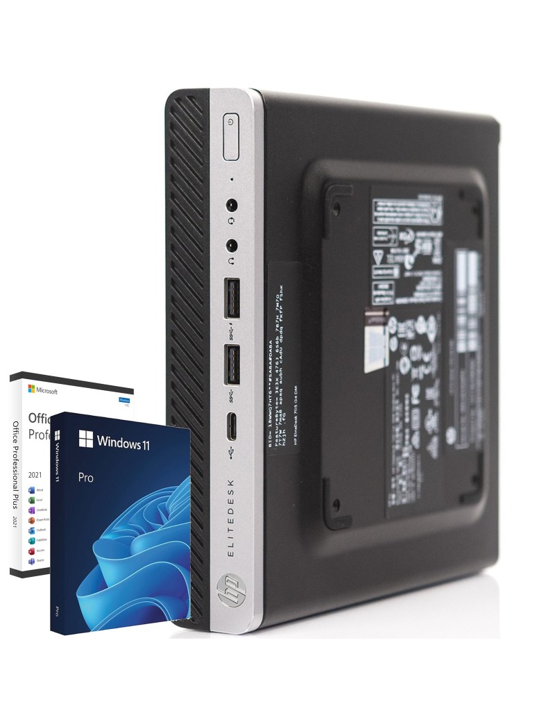 HP EliteDesk 705 G4 Mini PC Computer AMD Ryzen 5 Pro 2400GE Ram 16GB SSD 240GB Windows 11 Office (Ricondizionato Grado A)
