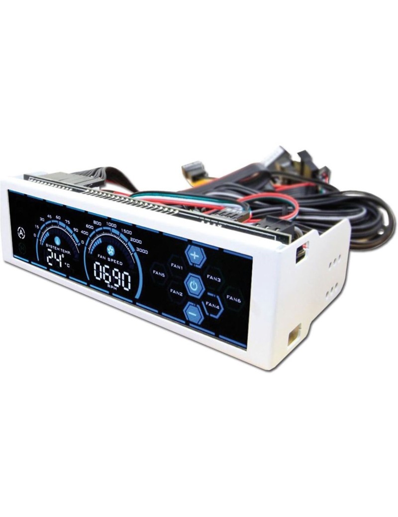 Controller Ventole Touchscreen Blu LED 5,25" Bianco LC-Power AR-FC1W