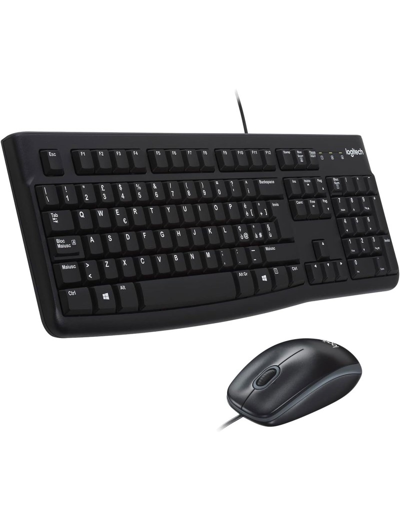 Kit Tastiera Mouse USB Logitech MK120 Nero Layout Italiano