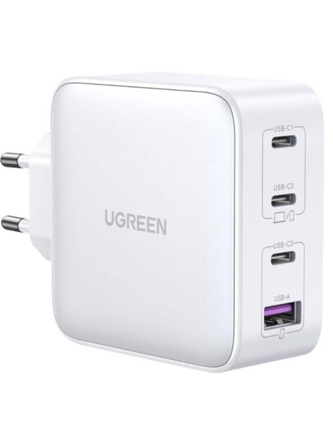 UGREEN Caricatore USB 100W GaN Nexode, 3 x USB Type-C, 1 x USB3, White 15337