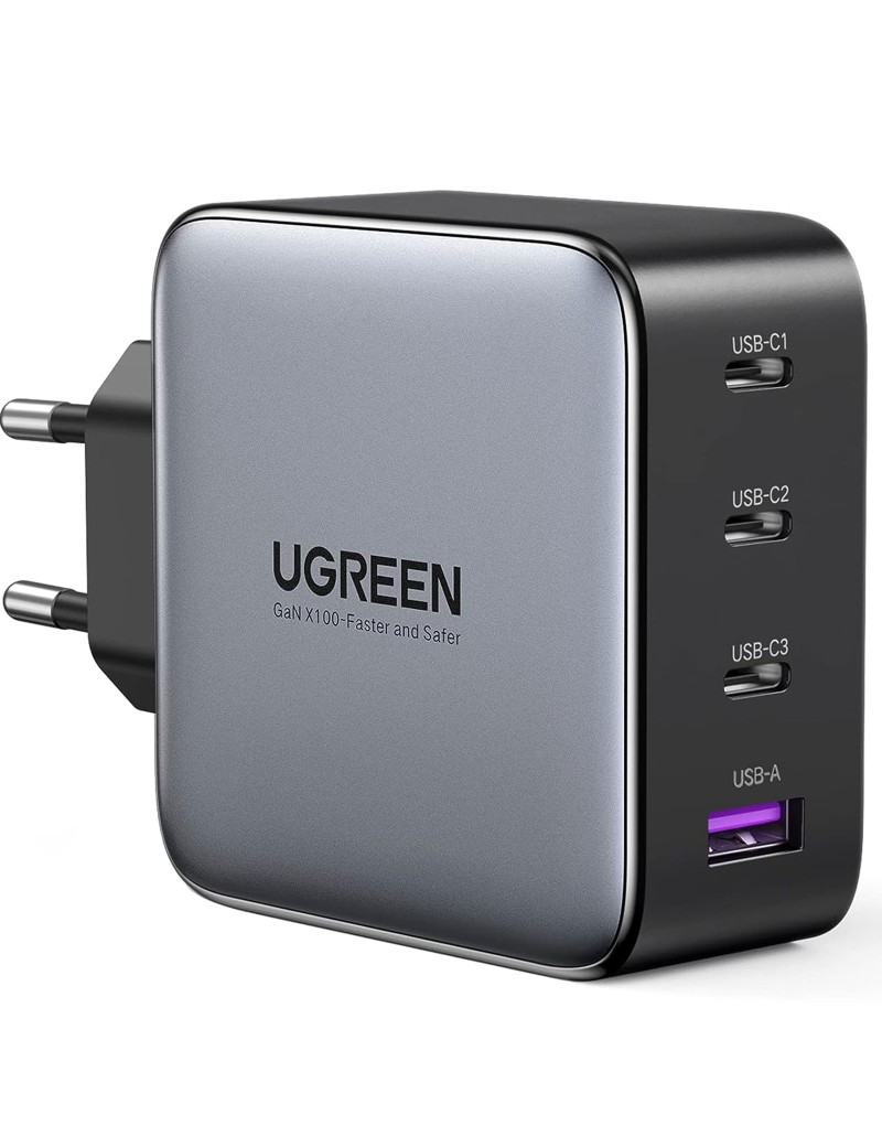 UGREEN Caricatore USB 100W GaN Nexode, 3 x USB Type-C, 1 x USB3, Black 40747