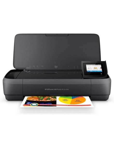 HP Officejet 250 Stampante Portatile A Getto D'Inchiostro Nero e Colore Formato A4, Capacità 50 Fogli, USB e WIFI