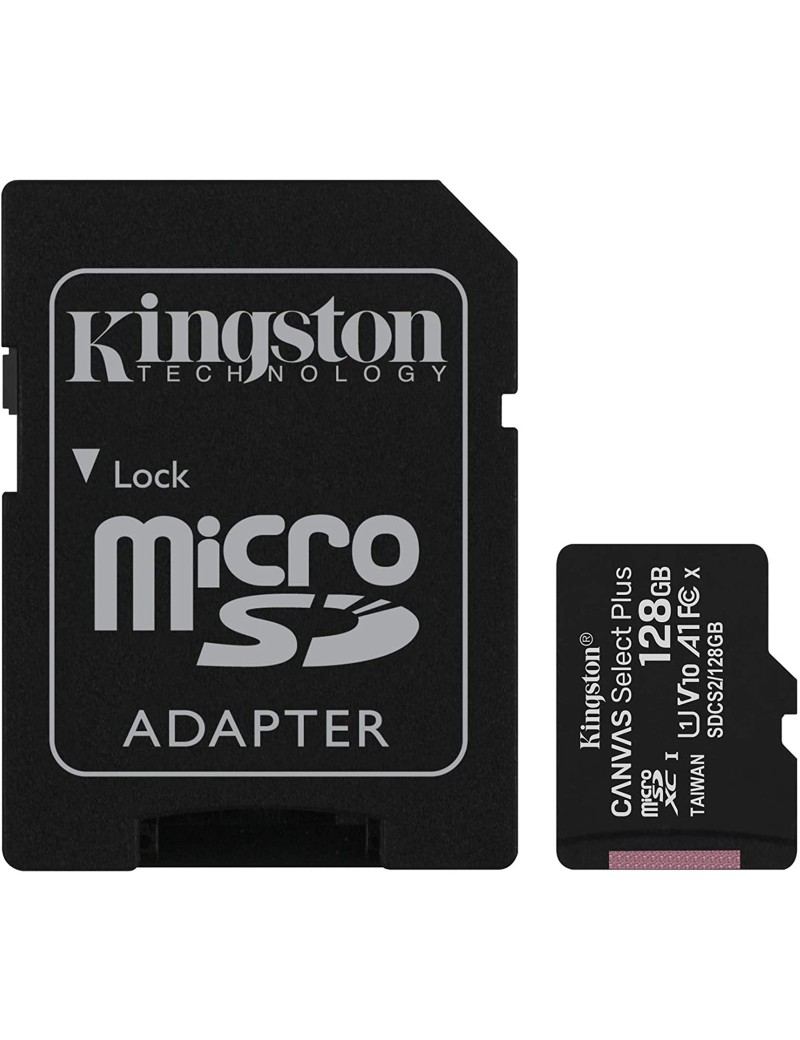 Memoria Micro SD 128GB Kingston Canvas Select Plus Ultra UHS-I Classe 10 Con Adattatore